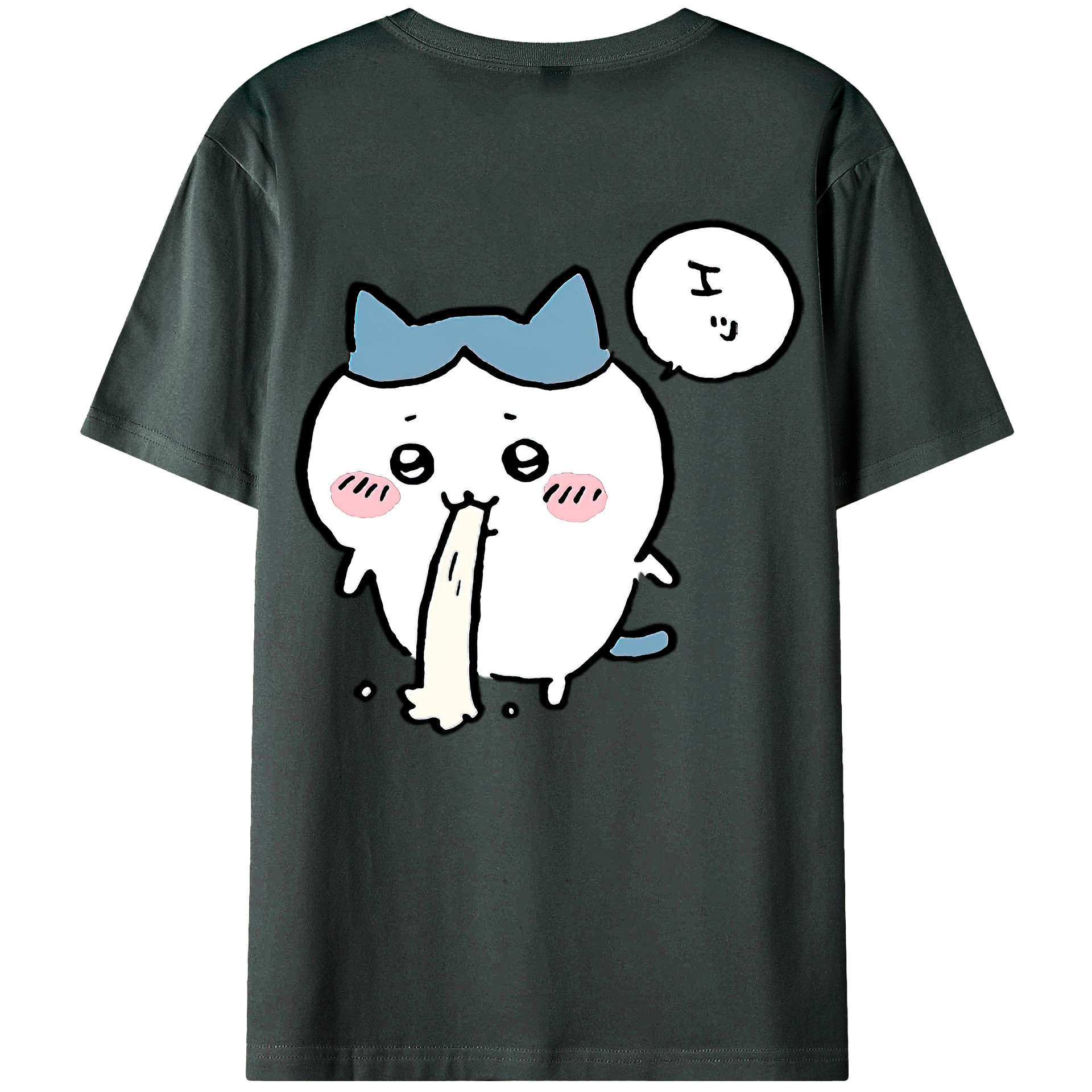 （画像用） ちいかわ ハチワレ Chii-kawa hachiware 綿100％ メンズ半袖Tシャツ（バックプリント） 通気性